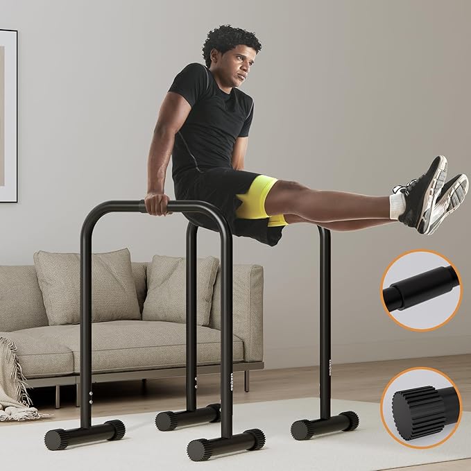 Adjustable Dip Bar, Dip Stand Station Functional Fitness Bar, Strength Training Founctional Dip Bars for Home, Fitness Equipment, Push Up Stand, Load Capacity 330LBS