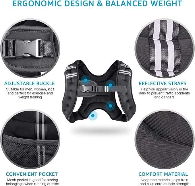 Henkelion Weighted Vest Weight Vest for Men Women Kids Weights Included, Body Weight Vests Adjustable for Running, Training Workout, Jogging, Walking