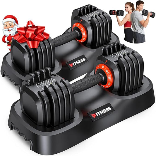 XDDIAS Adjustable Dumbbell Set of 2, 25/55/80LB Dumbbell Set-Fast Adjust Weights Set, 5/10/16 in 1 Free Weights Dumbbells Set with Anti-Slip Metal Handle, Compact Size for Men/Women Home Gym Equipment