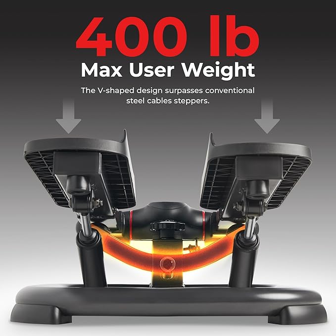 Sunny Health & Fitness 2-in-1 Premium Power Stepper with 400lbs Weight Capacity and Resistance Bands, Low-Impact Cardio, Space-Saving, Height-Adjustable, with Bluetooth and Free SunnyFit App