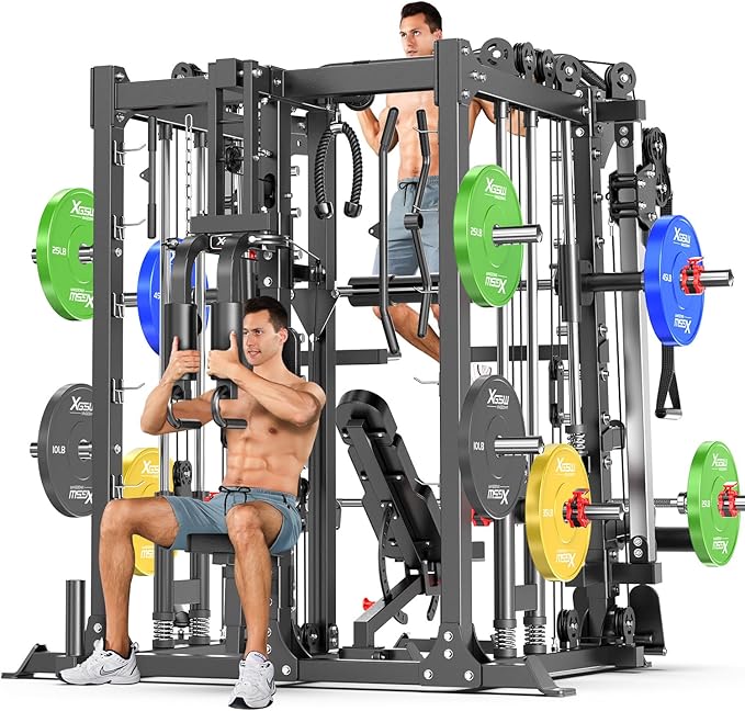 Smith Machine, Multi-Purpose Strength Power Cage with Cable Crossover System and More Training Accessories,Squat Rack Power Rack，Suitable for Home Gyms
