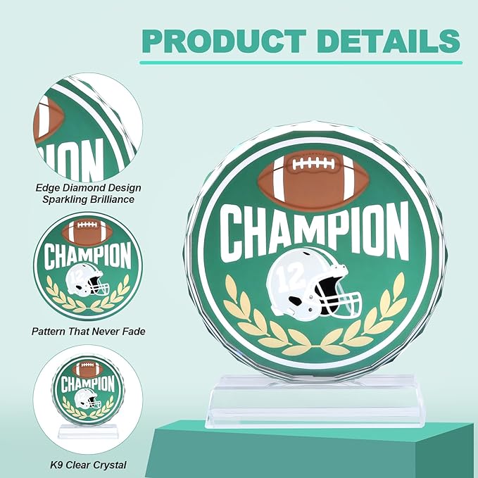 Crystal Trophy Award for Kids & Adult, Champion Football Baseball Soccer Basketball Sports Winner Trophies, Award Trophy for Sports Championships Tournaments Award Competitions Rewards Prizes