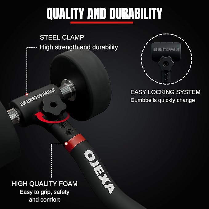 Dumbbell Converter to Barbell Set - Adjustable weights & Up to 200 lb Capacity Weight Barbell - Steel Clamp - Barbell Dumbbells Converter for Home Gym - Weight Lifting for full Body Workouts