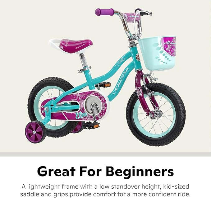 Schwinn Elm and Koen Bike or Balance Bike, 12-18 Inch Bike for Kids Ages 2-13, Black, Blue, Red, Teal, Pink or Purple, SmartStart Ergonomic Design, Adjustable Seat Grows with Child, Training Bicycle