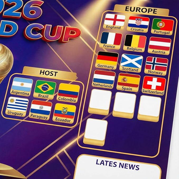 Planetgreen 2026 World Cup Poster Set, Soccer Schedule & 48 Team Bracket Wall Chart, 2 Pack 30.3 x 21.3 Inch PVC, Dry Erase Tournament Tracker, Football Wall Decor Gifts for Soccer Fans