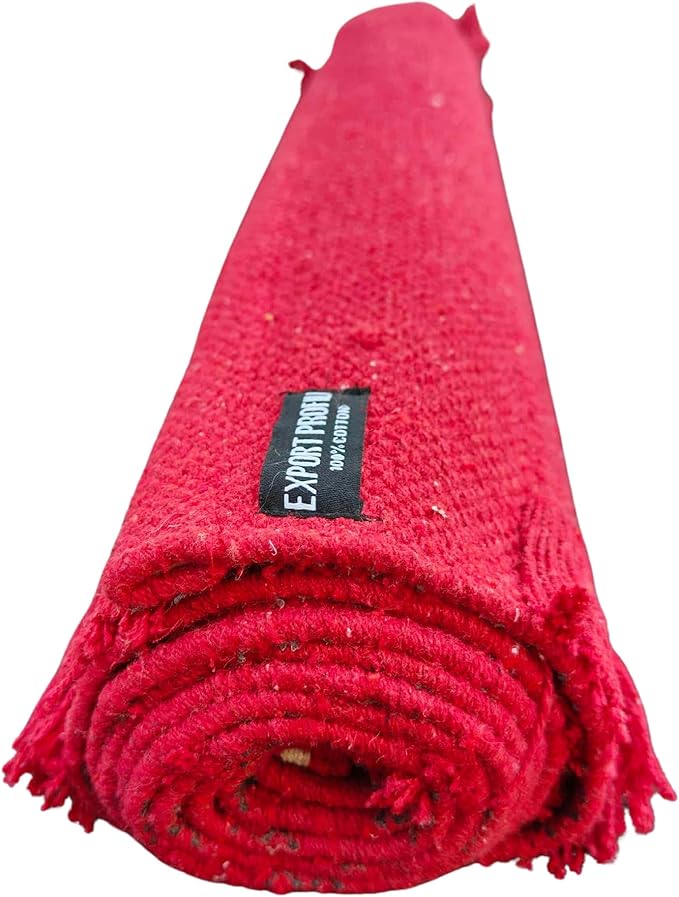 Indian Handmade100 % Organic Anti Skid Multi Colour Cotton Yoga Mat - Eco-Friendly Hand-Woven Rug - Non-Slip & Thick (24”x72”x5mm) for Hot yoga & Everyday Fitness at Home - Comfortable & Foldable Extra-Long Mat