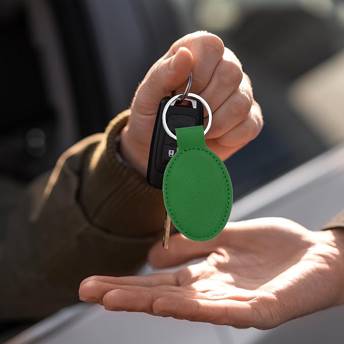 LaserGram Oval Keychain, Soccer Ball, Personalized Engraving Included