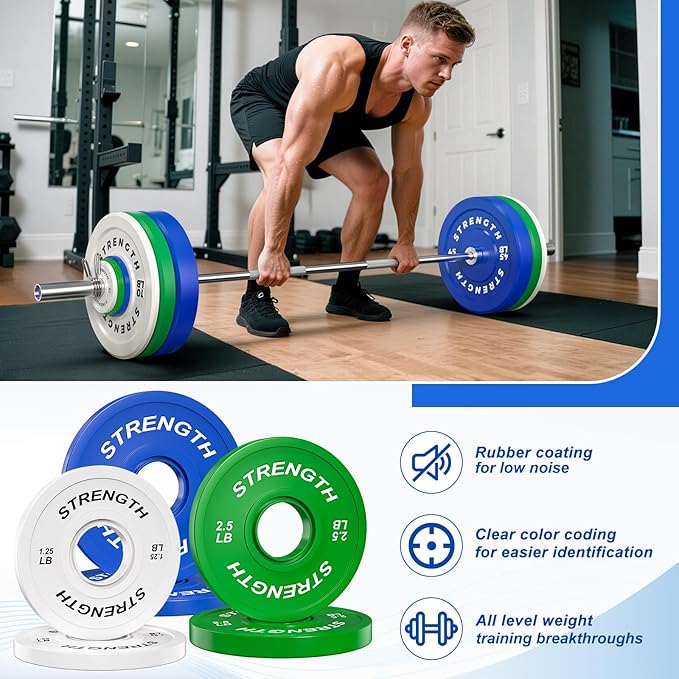 XDDIAS 2-Inch Bumper Plates, Barbell Rubber Olympic Weight Plates Set for Home Gym Strength Training, 20-260lbs, Multiple Options