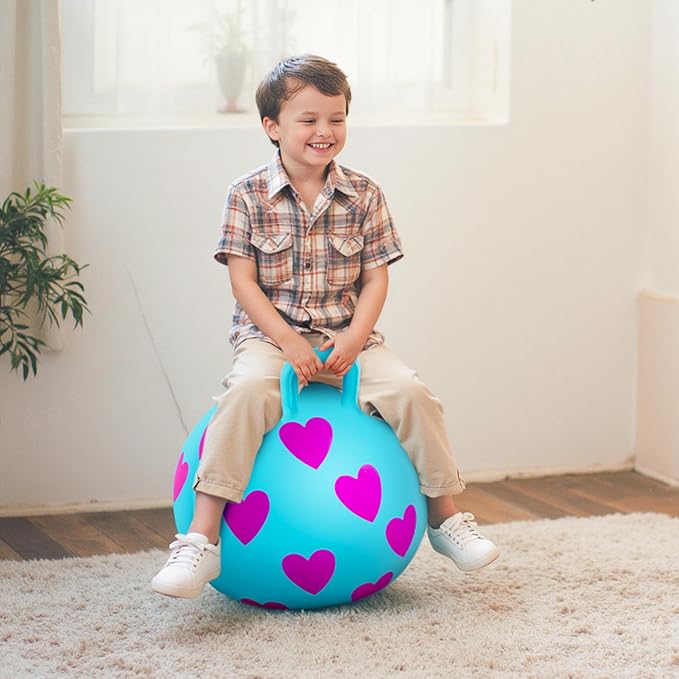 EVERICH TOY Hopper Ball,15In Sit On Bouncy Balls with Handle, Purple Heart Girls Toys for Indoor Outdoor Active Play Toys, Inflatable Christmas Hopping Toy for Girls Boys Gifts 3 4 5 6 7 Yr Old