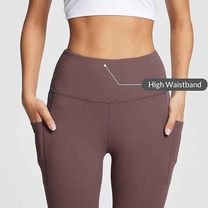 BALEAF Women's Leggings with Pockets Black Tummy Control Workout High Waisted Athletic 7/8 Ultra Soft Gym Yoga Ankle Pants