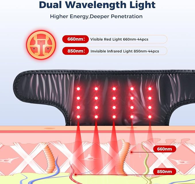 Cordless Red Light Therapy Knee Heating Pad with Heat - 660nm&850nm Knee Brace with 5 Heating Levels, 5000mAH Rechargeable Battery for Knee Shoulder Elbow, Gifts for Men Women, Black 1PC