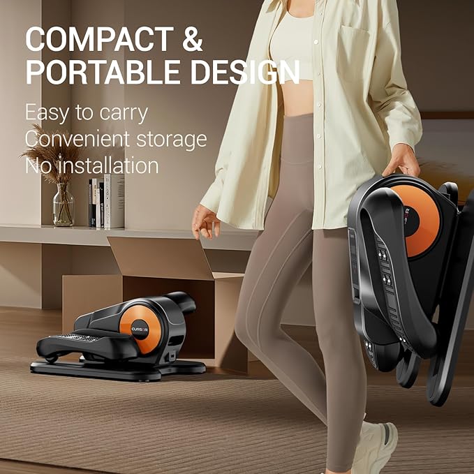 Under Desk Elliptical Machine, Electric Leg Exerciser as Seen on Tv for Seniors, Quiet Portable Seated Pedal Exerciser with Remote Control, 12 Speeds, Auto & HR Mode for Home Office