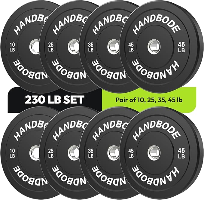 2-Inch Weight Plates High Bounce, Olympic Bumper Plate Set 45/100/160/190/260/300lb, Colored Weight Plates Set for Home Gym, Barbell Weights Rubber Strength Training Plate for Weight Lifting