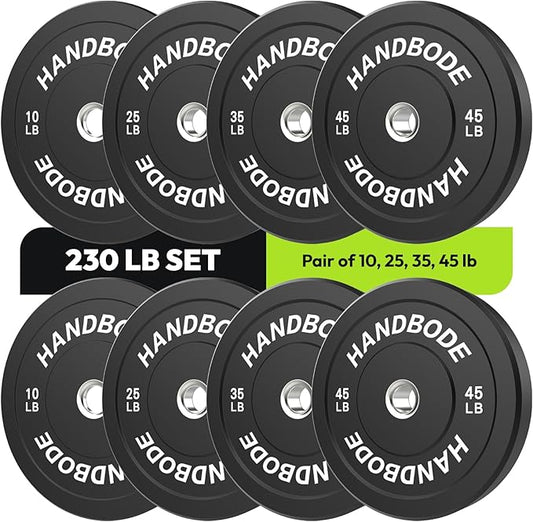 2-Inch Weight Plates High Bounce, Olympic Bumper Plate Set 45/100/160/190/260/300lb, Colored Weight Plates Set for Home Gym, Barbell Weights Rubber Strength Training Plate for Weight Lifting