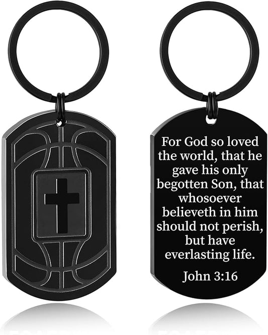 Stocking Stuffers- Football/Baseball/Soccer/Basketball Keychain for Men Baptism Confirmation Mens Gifts