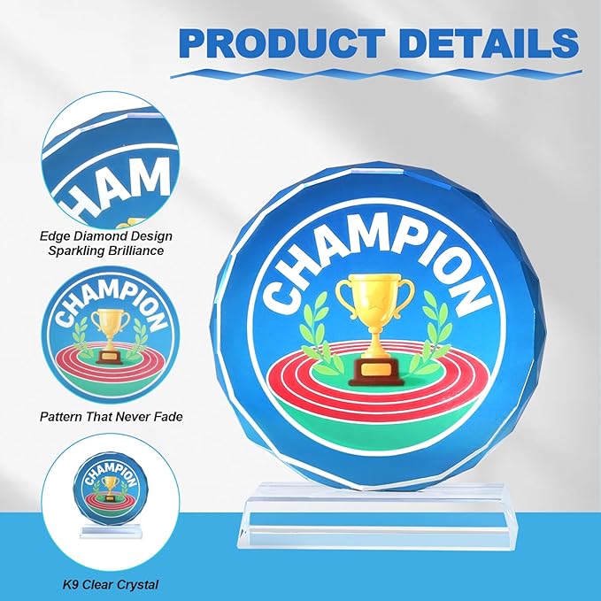 Crystal Trophy Award for Kids & Adult, Champion Football Baseball Soccer Basketball Sports Winner Trophies, Award Trophy for Sports Championships Tournaments Award Competitions Rewards Prizes