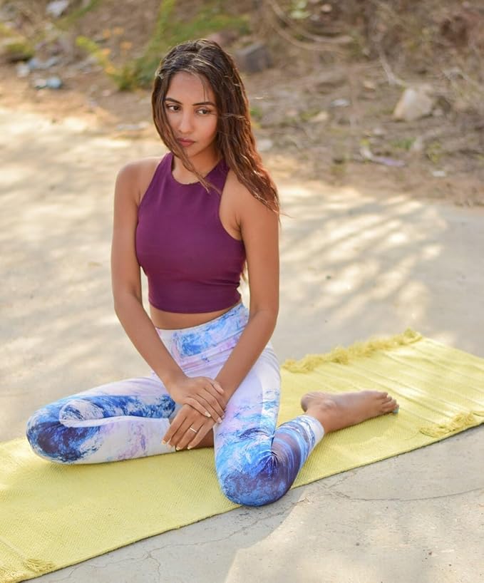 Indian Handmade100 % Organic Anti Skid Multi Colour Cotton Yoga Mat - Eco-Friendly Hand-Woven Rug - Non-Slip & Thick (24”x72”x5mm) for Hot yoga & Everyday Fitness at Home - Comfortable & Foldable Extra-Long Mat