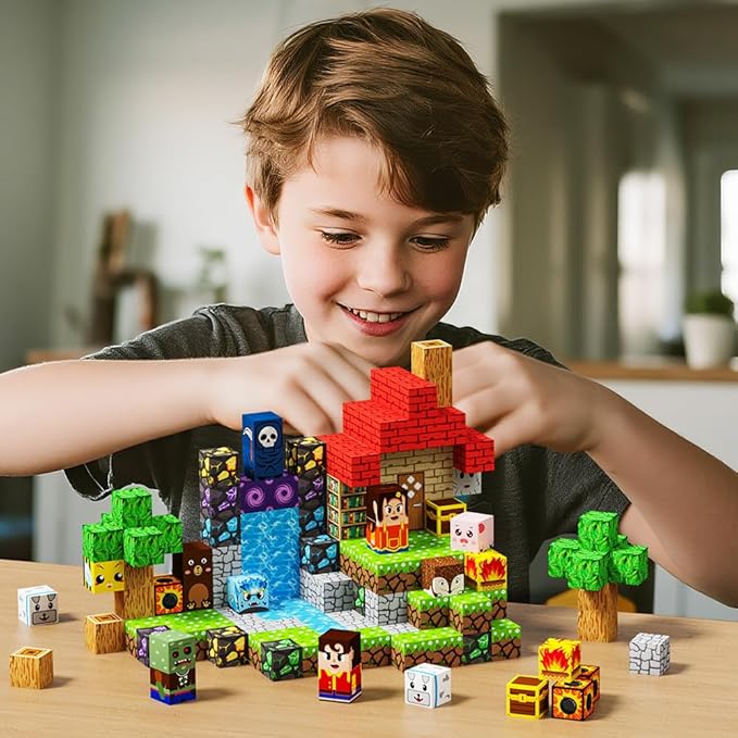 150pcs Magnetic Blocks House and Trees, Magnetic Toys Games for Kids Ages, STEM Toys for Kids Ages 4-8