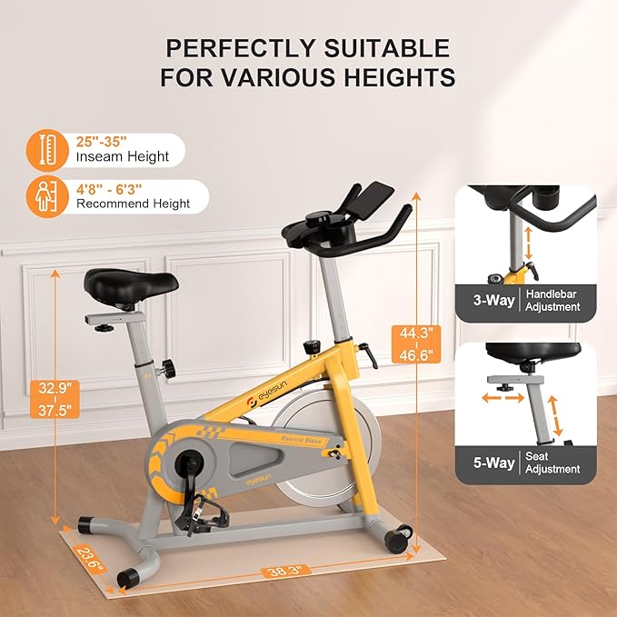 Exercise Bikes for Home,Indoor Cycling Bike with Adjustable Magnetic,Brake Pad Resistance Silent Belt Drive,330lbs Weight Capacity &Upgraded Version Seat for Home Cardio&Weight Loss