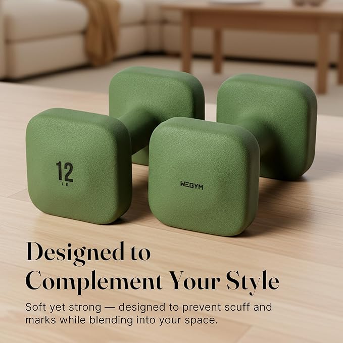 WeGym SafeGrip Square Dumbbells with Anti Slip Handles, Aesthetic Free Weights for Home Workouts, Stable Design Prevents Rolling during Floor Exercises