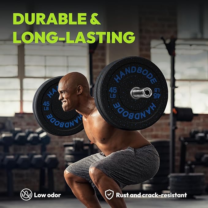 2-Inch Weight Plates High Bounce, Olympic Bumper Plate Set 45/100/160/190/260/300lb, Colored Weight Plates Set for Home Gym, Barbell Weights Rubber Strength Training Plate for Weight Lifting