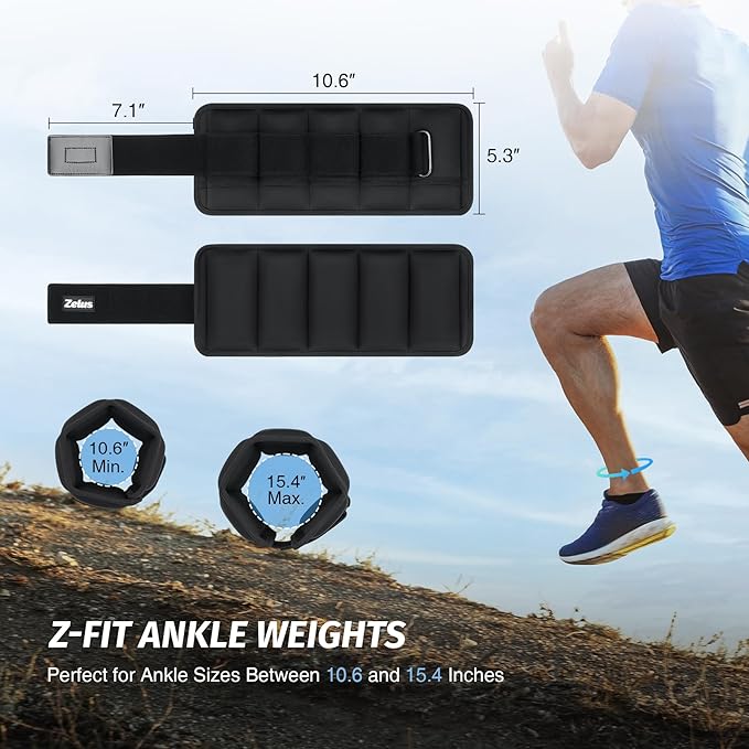 ZELUS Soft Iron Z-Fit Ankle Weights 1 Pair Adjustable, 4LB/7LB/10LB for Women Men, Ultra Thin Leg Weights with Adjustable Straps, Arm Weight for Gym Home Yoga Jogging Walking