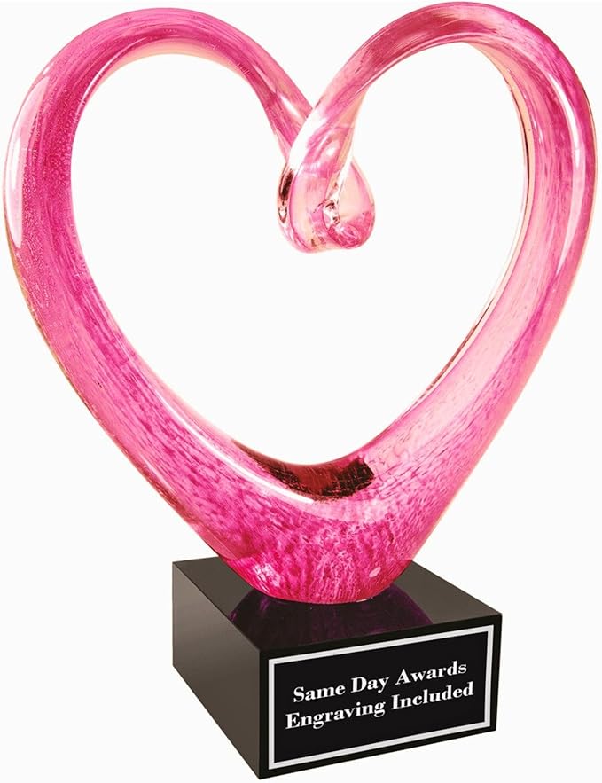 Hand-Blown Art Glass Award – Custom Engraved Elegant Award for Corporate, Sports Retirement Volunteer Recognition Leadership Personal Milestones Employee Gifts