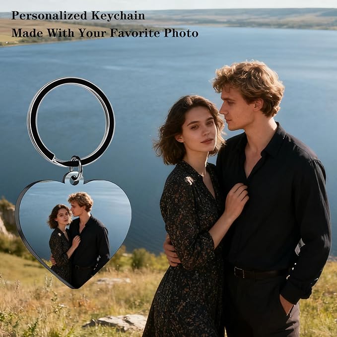 Hiyong Personalized Keychain Custom Photo Keyring Customized Gifts for Men Custom Keychain with Your Photo Logo or Text