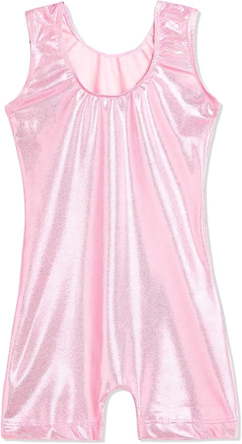 Domusgo Gymnastics Leotards for Girls Sparkly One-Piece Pro Kids Unitard Biketards with Shorts
