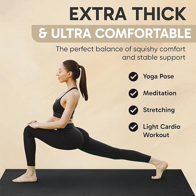 Gorilla Mats Premium Large Yoga Mat – 6x4', 7x5' (8mm) Extra Thick & Ultra Comfortable, Non-Slip Barefoot Exercise Mat – Works Great on Any Floor for Stretching, Cardio or Home Gym Workouts