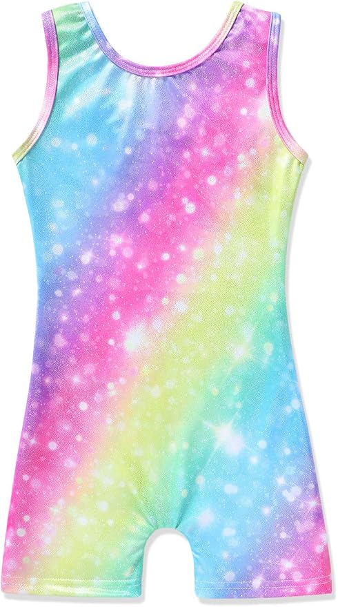 HOZIY Gymnastics Leotards for Girls with Shorts Toddlers Biketards Rainbow Unicorn Dinosaur Mermaid Leopard Flower Galaxy