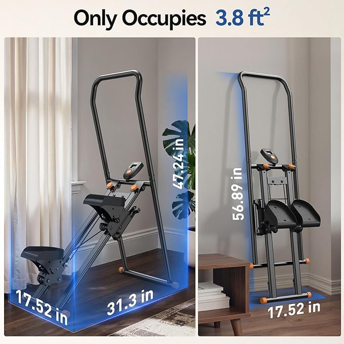 Niceday Stepper Machine, Stair Climber for Home with Extended 18IN Stride Length, Vertical Climber with Handlebar & Pedals, Foldable Climber Workout Machine, 300LBS Loading Capacity