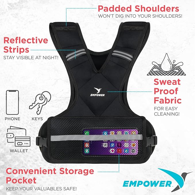 Empower Weighted Walking Vest for Women with Reflective Strips – Fixed 8lbs, Adjustable 4-10lbs (4 in1) or Adjustable10-16lbs (4 in 1), Strengthen Muscles, Boost Bone Health, and Burn More Calories for Workout