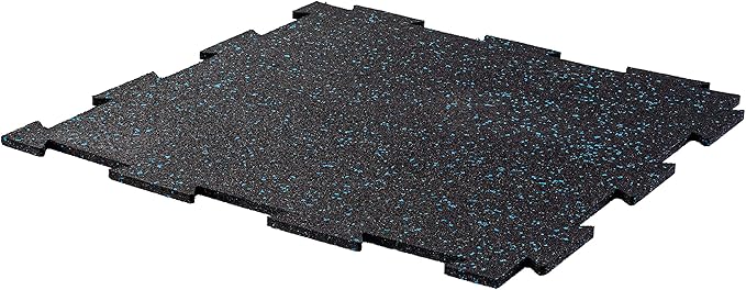 Playsafer Genaflex Lite Rubber 8mm Interlocking Tiles for Gym Flooring, Exercise Equipment, Exercise Areas - 20" X 20" (Light Blue/Black, 1 Tile - 2.7 Sq. Ft.)