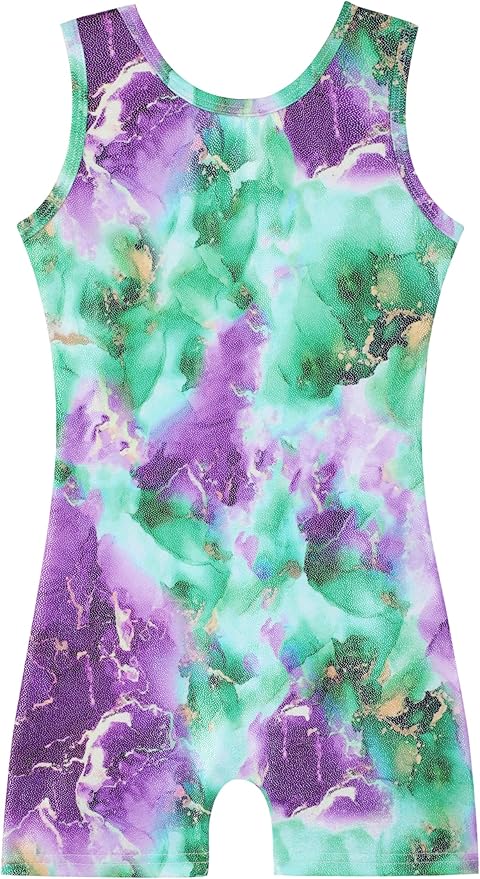 HOZIY Gymnastics Leotards for Girls with Shorts Toddlers Biketards Rainbow Unicorn Dinosaur Mermaid Leopard Flower Galaxy