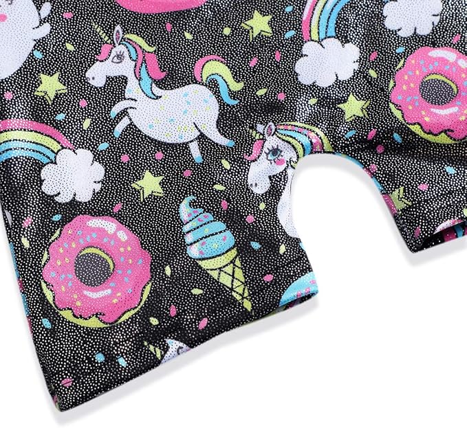 HOZIY Gymnastics Leotards for Girls with Shorts Toddlers Biketards Rainbow Unicorn Dinosaur Mermaid Leopard Flower Galaxy