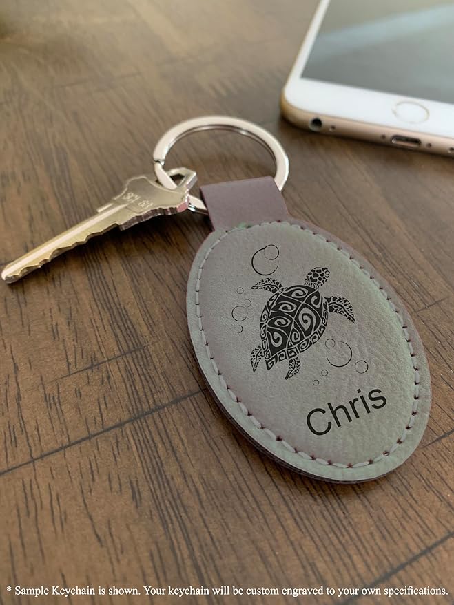 LaserGram Oval Keychain, Soccer Ball, Personalized Engraving Included