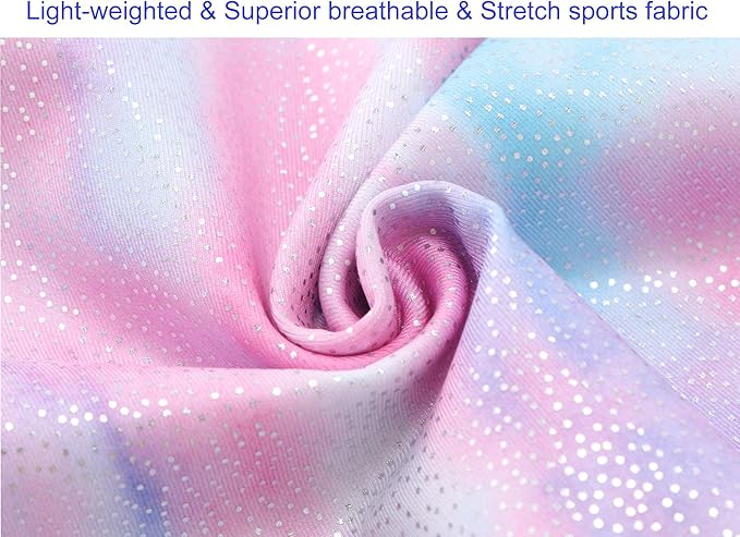 Domusgo Gymnastics Leotards for Girls Sparkly One-Piece Pro Kids Unitard Biketards with Shorts