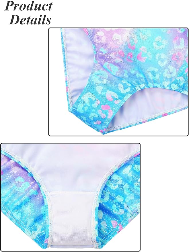 BAOHULU Leotards for Girls Gymnastics Long Sleeve Embroidery Shiny Black Diamond Dance Clothes
