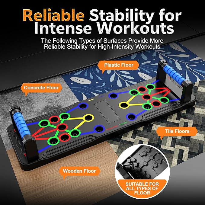 Push Up Board - 36-in-1 Foldable Pushup Fitness Stand for Portable Strength Training. Rugged, Stable Equipment for Home Gym Workout for Men & Women
