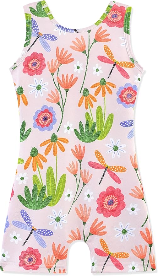 HOZIY Gymnastics Leotards for Girls with Shorts Toddlers Biketards Rainbow Unicorn Dinosaur Mermaid Leopard Flower Galaxy