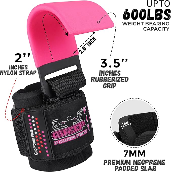 Premium Weight Lifting Hooks & Straps for Pull Ups & Deadlifts - Padded, Heavy Duty, Power Lifting Grips for Men & Women