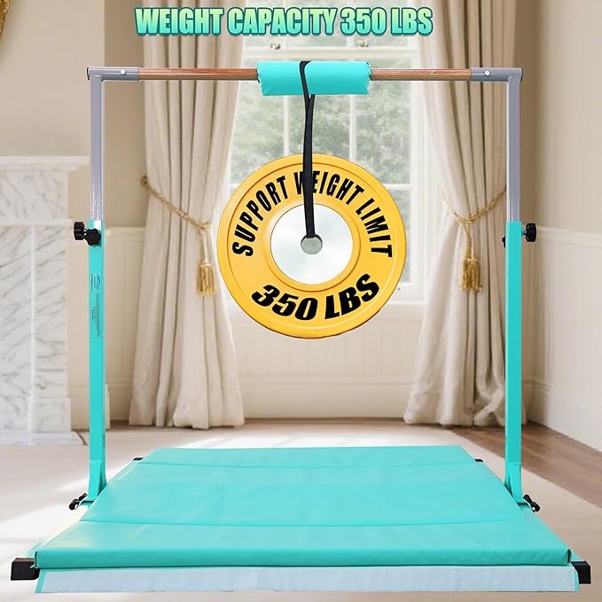 Foldable Gymnastic Bar for Kids Ages 3-20,5FT/6FT Horizontal Bar Base Length,Height Adjustable Kids Training Bar for Gymnastics,Gymnastics Equipment for Home Clubs