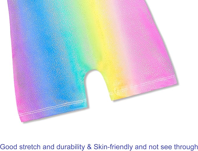 Domusgo Gymnastics Leotards for Girls Sparkly One-Piece Pro Kids Unitard Biketards with Shorts