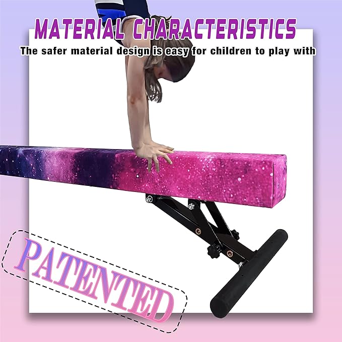 Adjustable Balance Beam for Kids, 8FT Gymnastics Beam with Anti-Slip Legs, High and Low Floor Beam for All Gymnastics Levels, Professional Gymnastic Equipment for Home, Gym Center