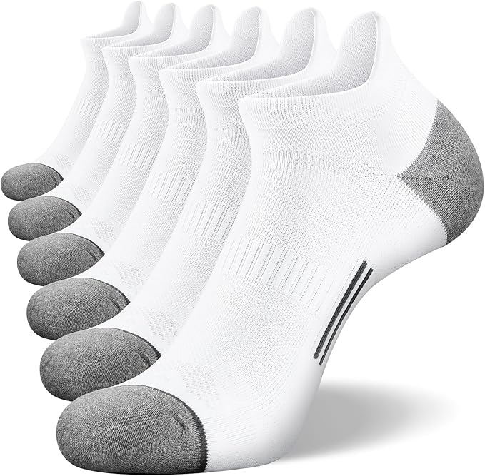 FITRELL 6 Pack Men's Ankle Running Socks Low Cut Cushioned Athletic Sports Socks 7-9/9-12/12-15