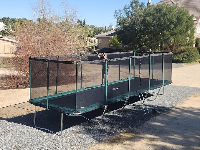 Happy Trampoline Pro Rectangle Trampoline - Heavy Duty 750lbs Jumping Capacity With Net Enclosure - Large Commercial Grade Rectangular Outdoor for Backyard Gymnastics