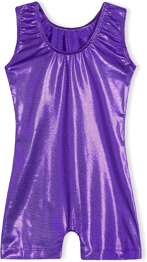 Domusgo Gymnastics Leotards for Girls Sparkly One-Piece Pro Kids Unitard Biketards with Shorts