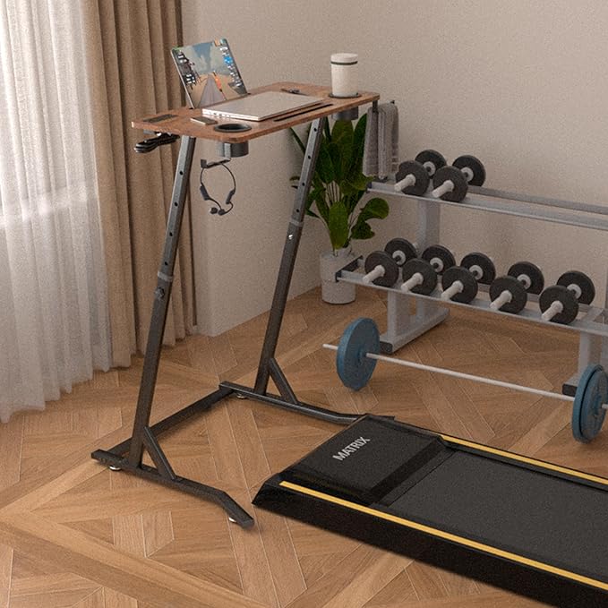 OrigoDeco Bike Desk,Adjustable Cycling Desk,Standing Desk for Walking pad,Indoor Bike Trainer Desk with Power Socket,for Indoor Cycling Treadmill & Office Use,Exercise While Working or Watching TV