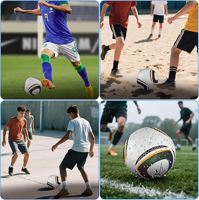 Size 5 Soccer Ball,Waterproof PU Leather,Official Match Ball, Soccer Balls Training,with Pump & Needles
